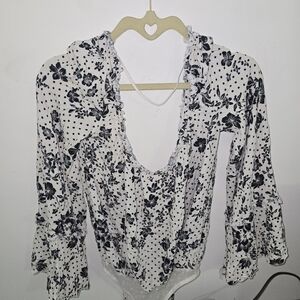 Free People One On One Date Polka Dot Bodysuit Tea Combo Size XS